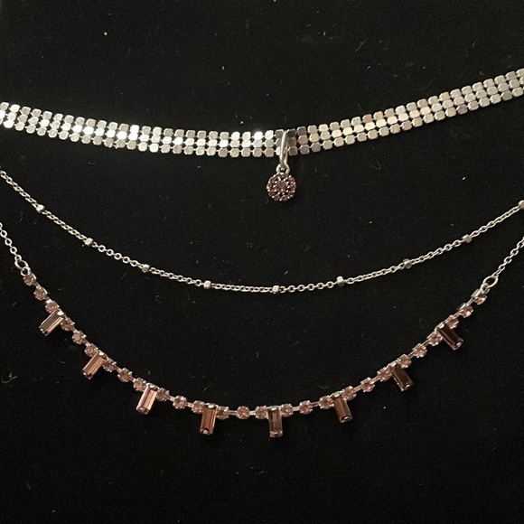 Free People 3-strand pink crystal, flower, mesh charm necklace! NWT. - Picture 7 of 8